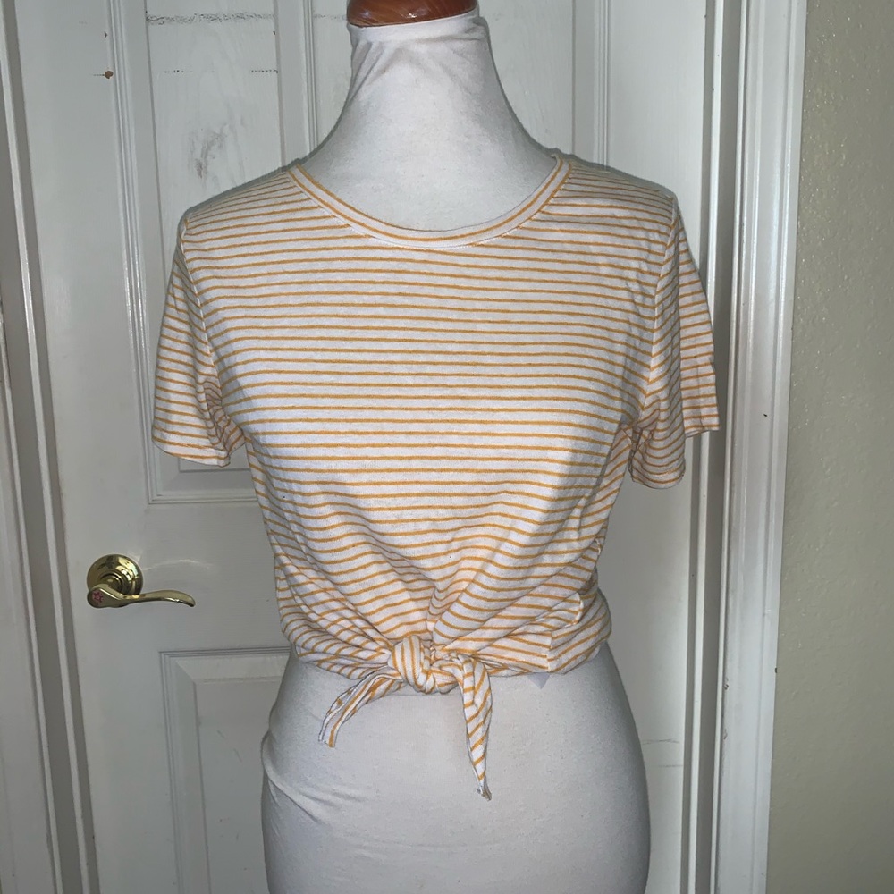 Yellow and white striped Tee